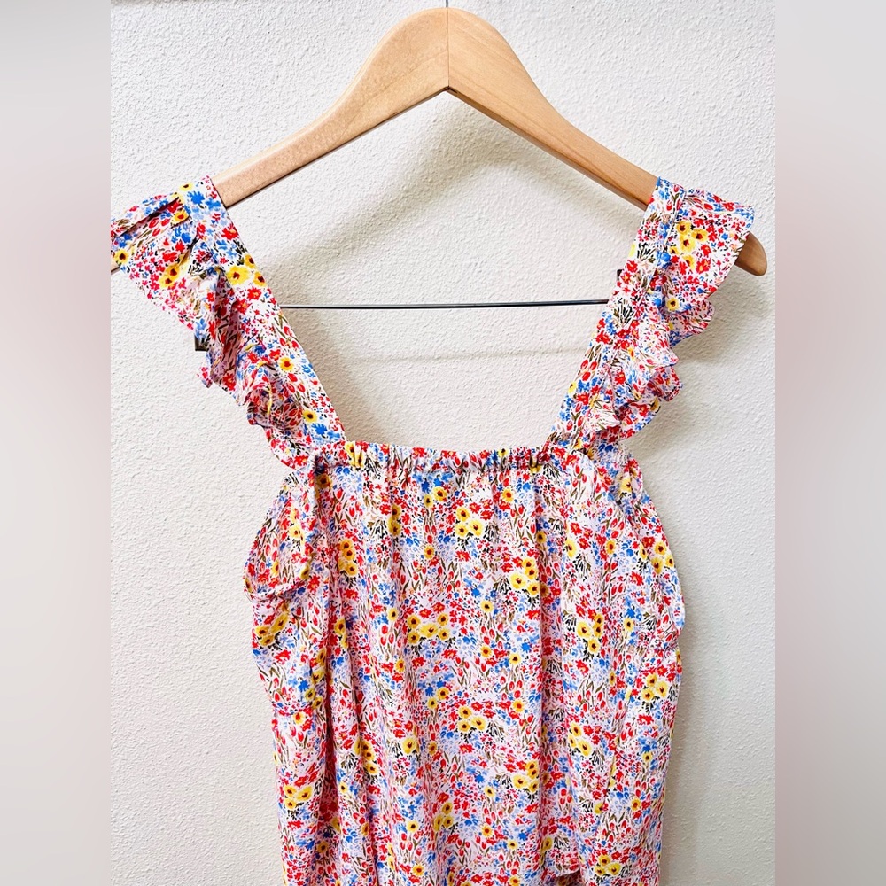 Loft Floral Ruffle Strap Top - Picture 2 of 3